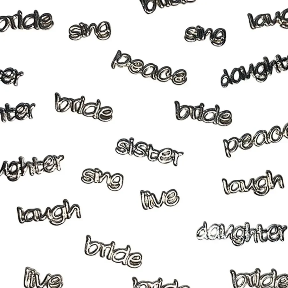 Lot of 60+ Pcs Floating Locket Silver Charms Words Daughter Bride Love Dance Mom